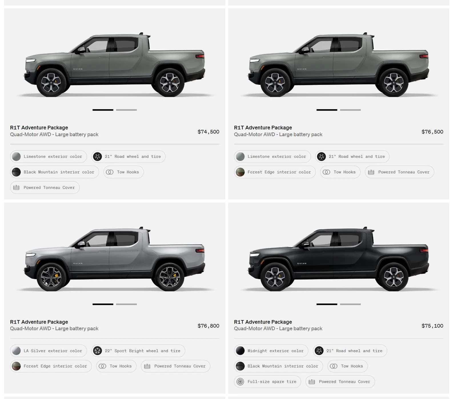 Rivian R1T R1S First look at @ “Introducing the R1 Shop” -- Rivian website to shop for R1T that delivers in 6-8 weeks Shop Screen Grab-3