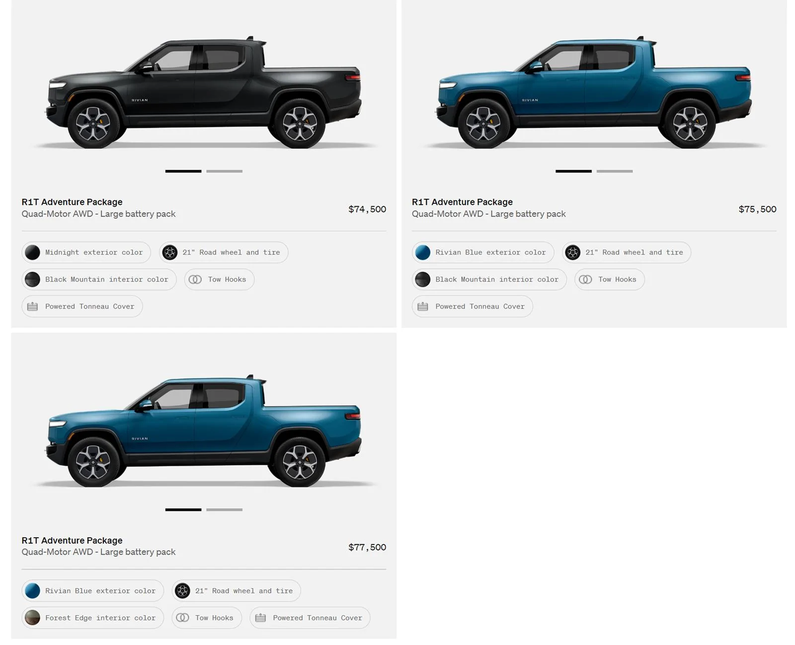 Rivian R1T R1S First look at @ “Introducing the R1 Shop” -- Rivian website to shop for R1T that delivers in 6-8 weeks Shop Screen Grab-4
