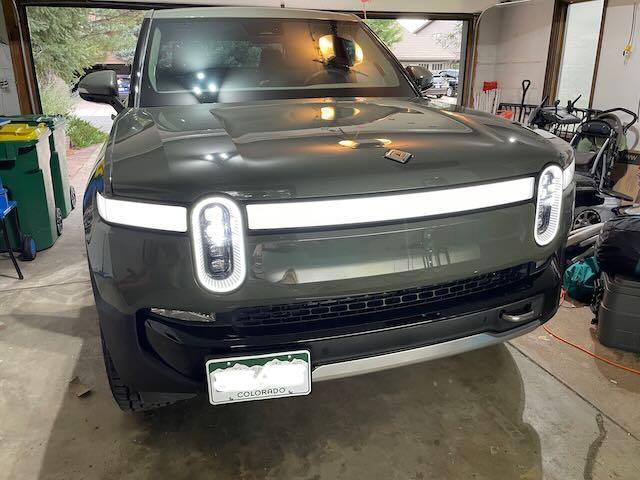 Rivian R1T R1S Homemade front license plate mount for tow hook IMG_3846