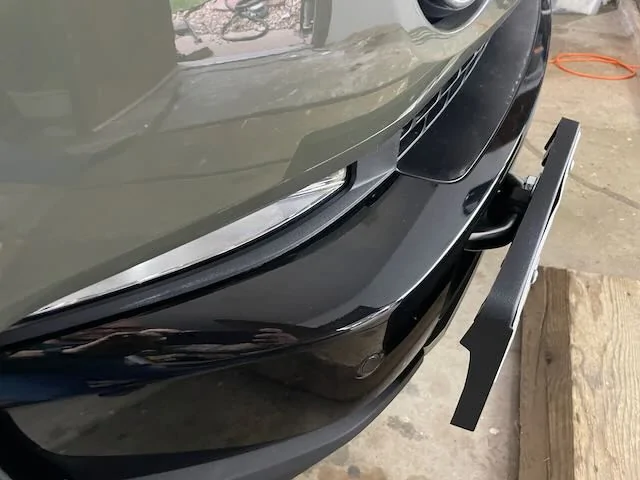 Rivian R1T R1S Homemade front license plate mount for tow hook IMG_3848