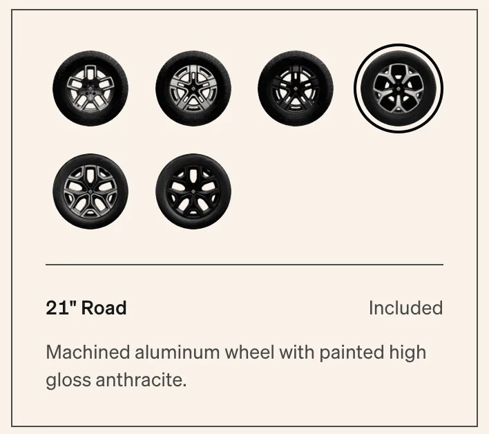 Rivian R1T R1S FS: New 21" Aero Wheel and Tire Set 1659045927745