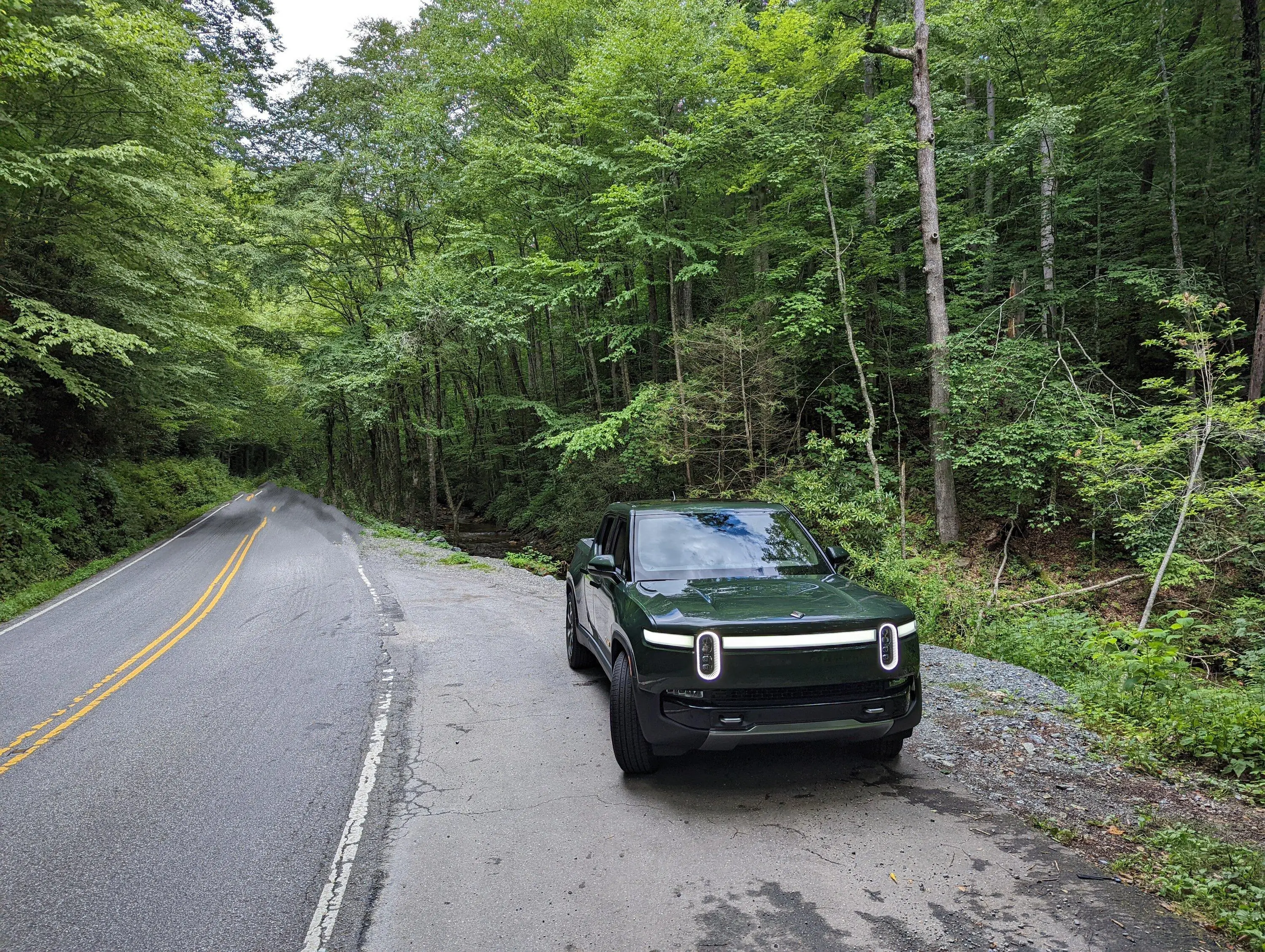 Rivian R1T R1S Green on Green on Blue 183 Mile Road Trip & Pure Driving Bliss on Blue Ridge Parkway, NC PXL_20220731_175959253~2