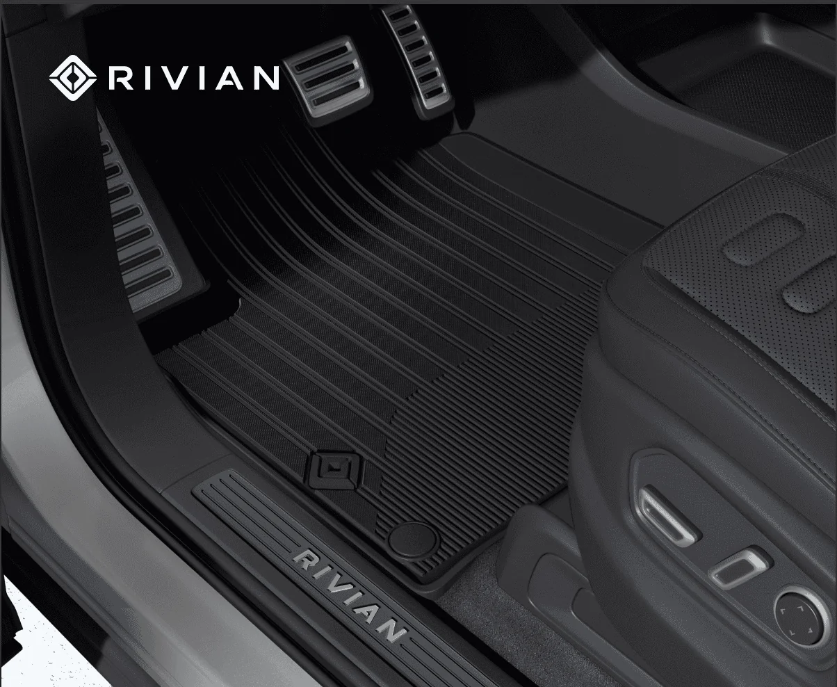 Rivian R1T R1S Update: Rivian All-Weather Floor Mats begin delivery October 2022, with logo changed to black Screen Shot 2022-08-05 at 3.40.43 PM
