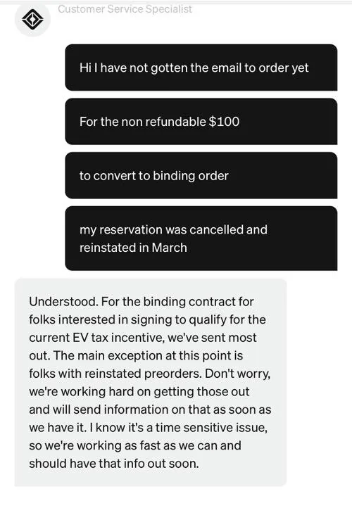 Rivian R1T R1S Official email from Rivian offering Binding Purchase Agreement Picture1