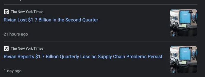 Rivian R1T R1S Rivian Q2 earnings - released with pre and post thoughts. 1660330015073