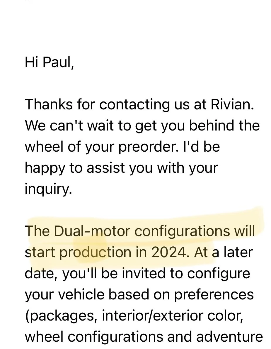 Rivian R1T R1S Dual motor production beginning 2024? 1061F0DE-04BC-4F8C-ADA7-7137B450D2D0