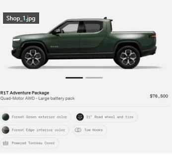 Rivian R1T R1S First look at @ “Introducing the R1 Shop” -- Rivian website to shop for R1T that delivers in 6-8 weeks 1660583017937