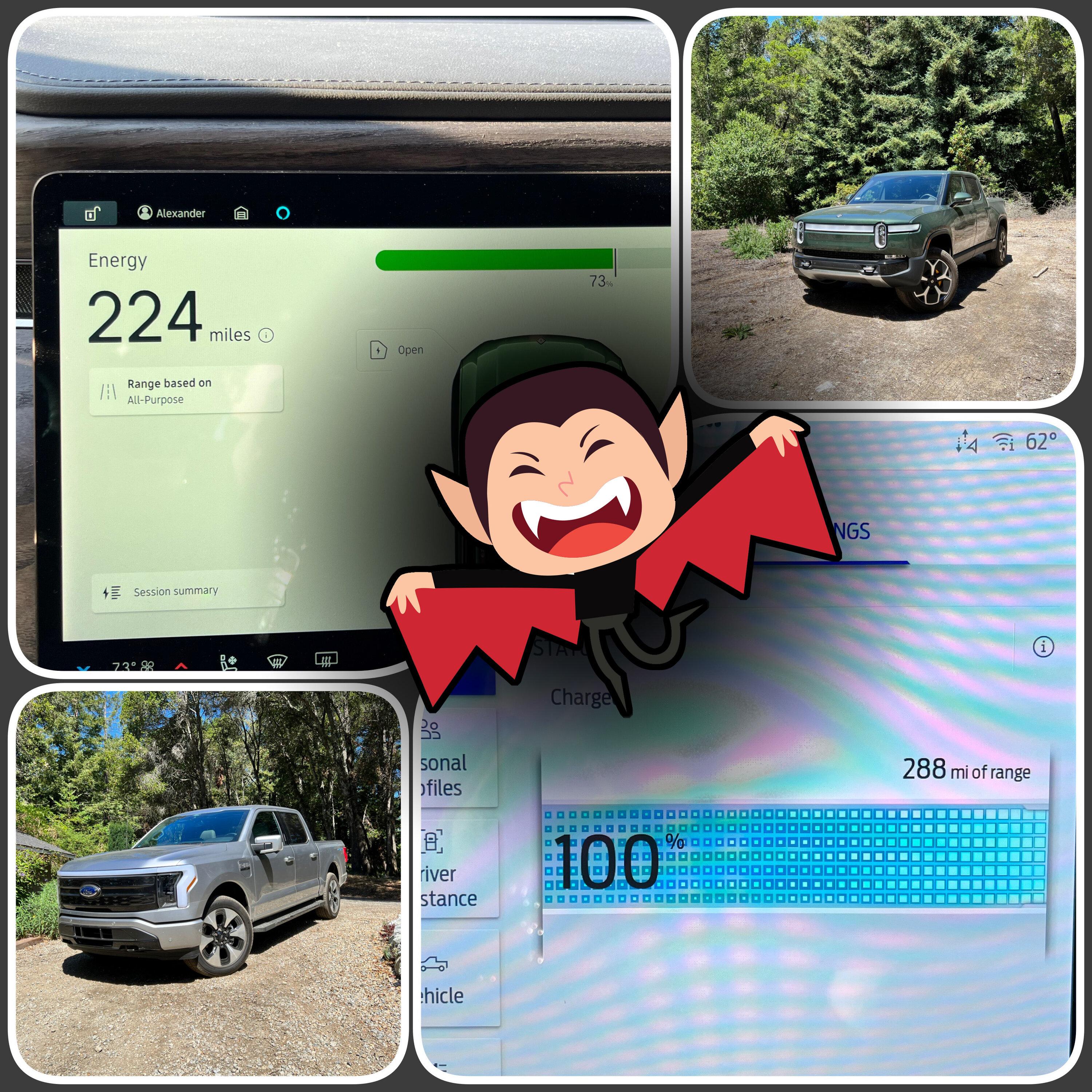 Rivian R1T R1S Vampire drain vs Lightning (& EV6) Vampire Loss