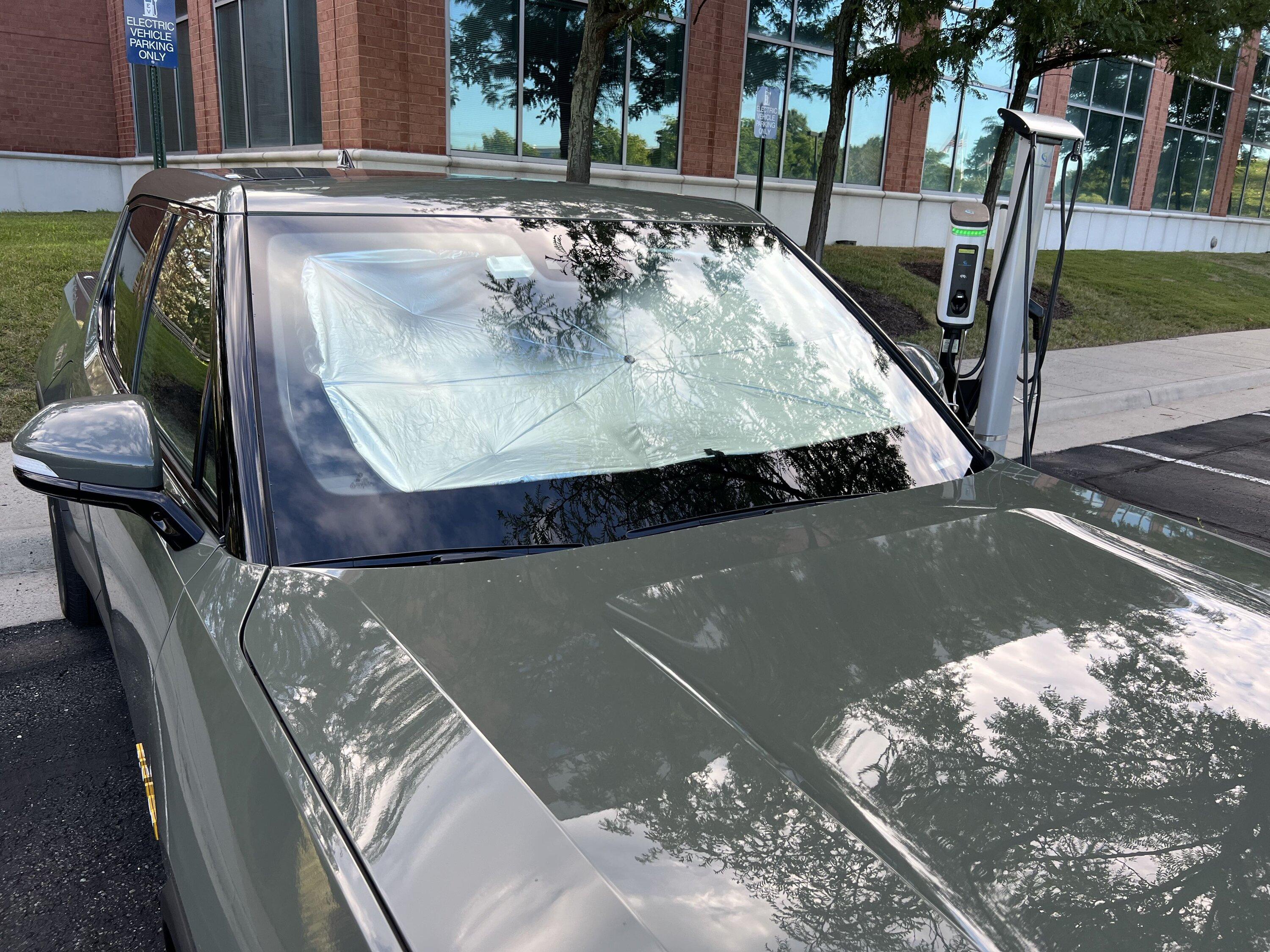 Rivian R1T R1S Decent option for front windshield sun shade shadeoutsid