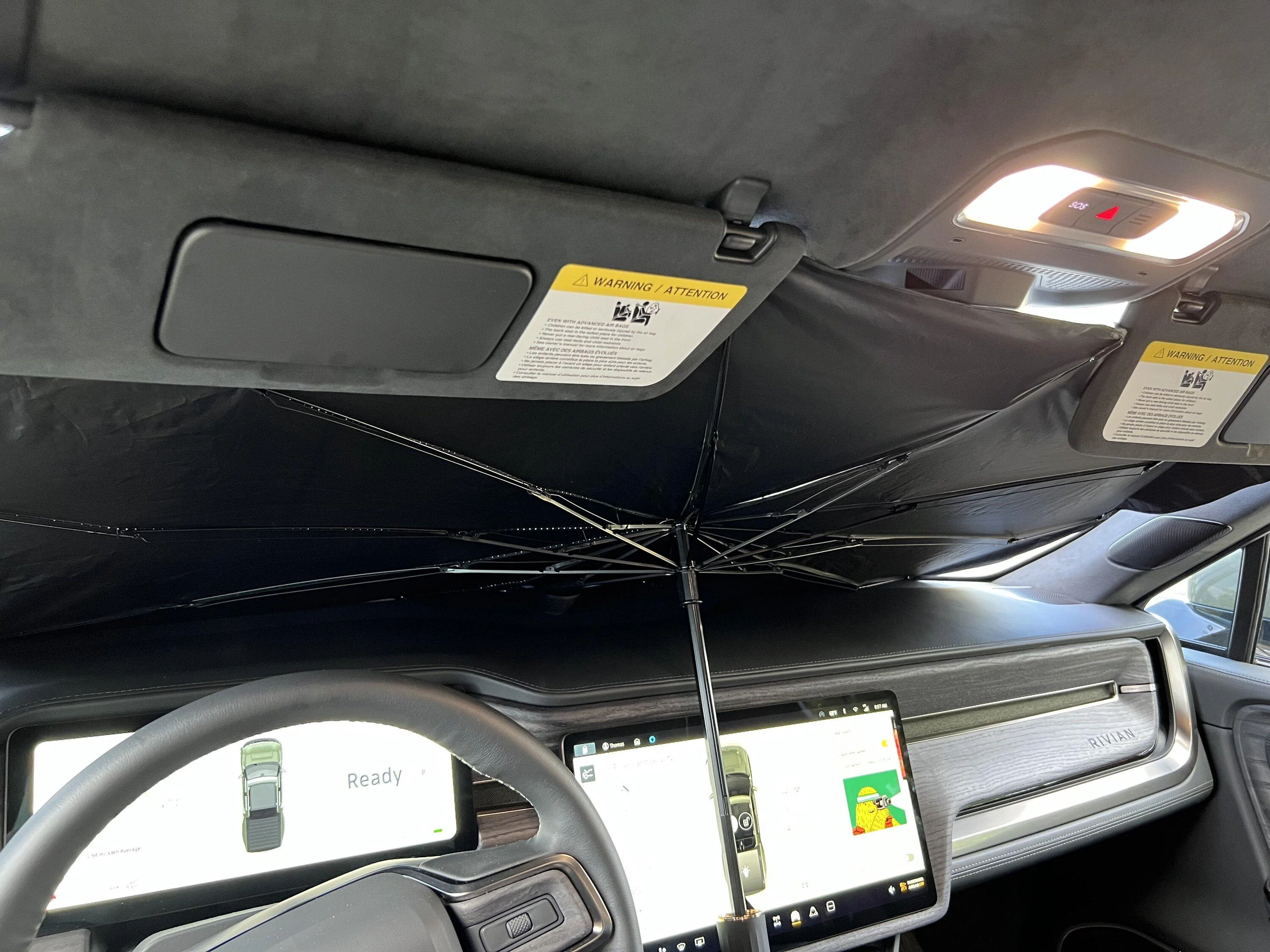 Rivian R1T R1S Decent option for front windshield sun shade shadeinsid