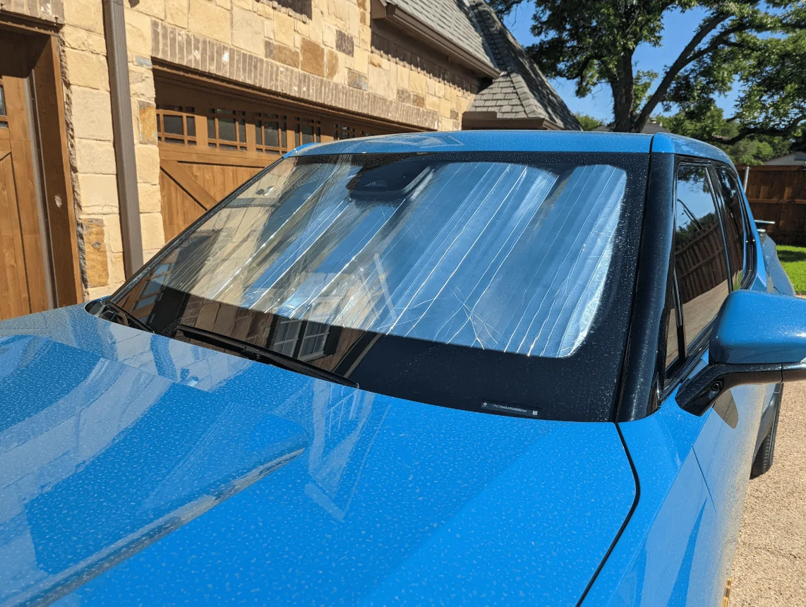 Rivian R1T R1S Decent option for front windshield sun shade Screen Shot 2022-08-18 at 1.44.49 AM