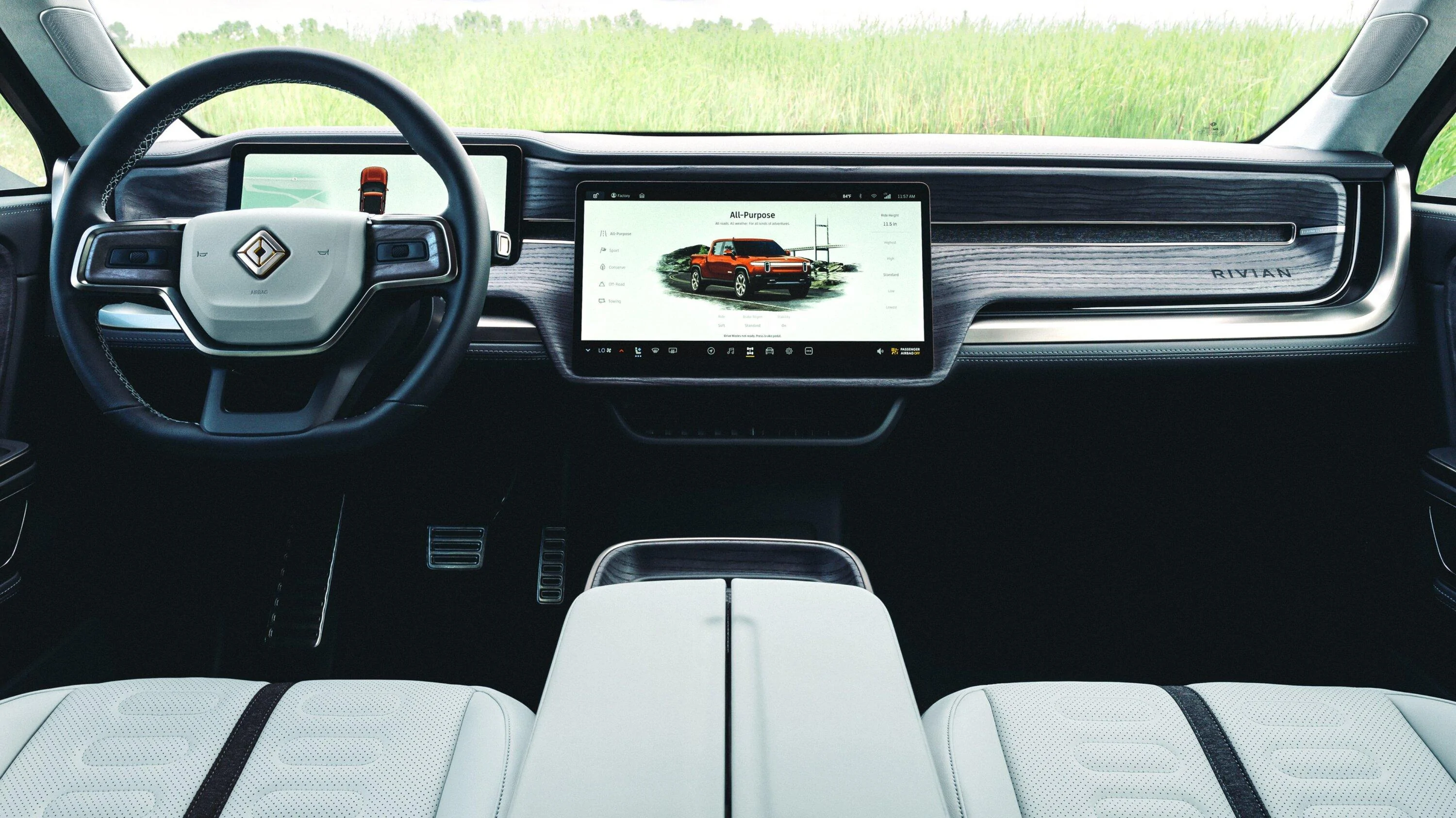 Rivian R1T R1S Email: Ocean Coast Design Update – Dark Ash Wood or Wrapped Vegan Leather FadzsuIVEAAbvJS