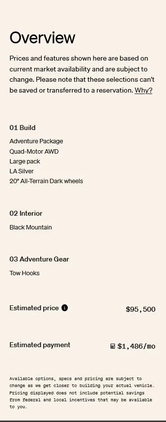 Rivian R1T R1S Explore Package R1T and R1S No Longer Available Snap1
