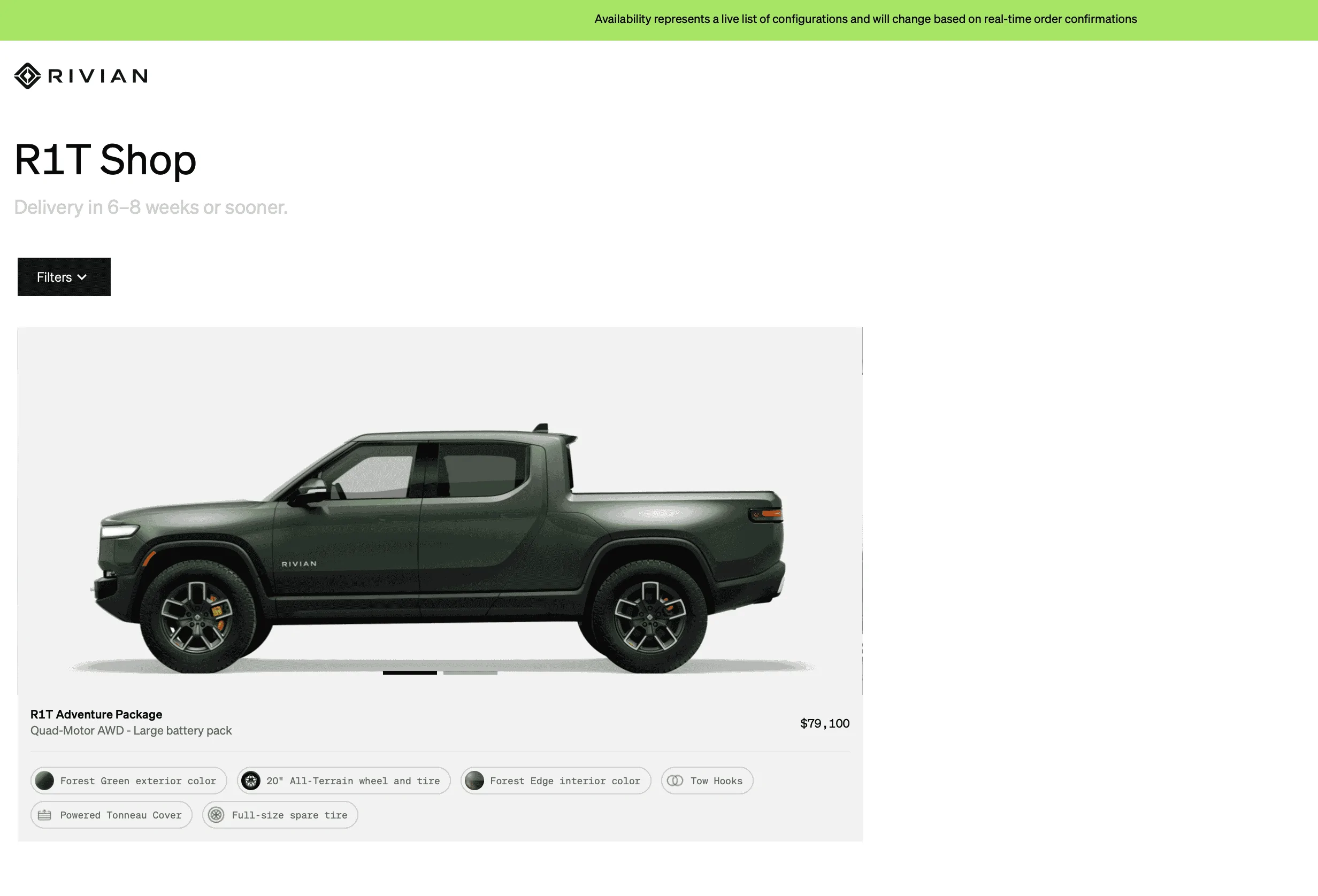 Rivian R1T R1S First look at @ “Introducing the R1 Shop” -- Rivian website to shop for R1T that delivers in 6-8 weeks Screen Shot 2022-08-19 at 22.15.04