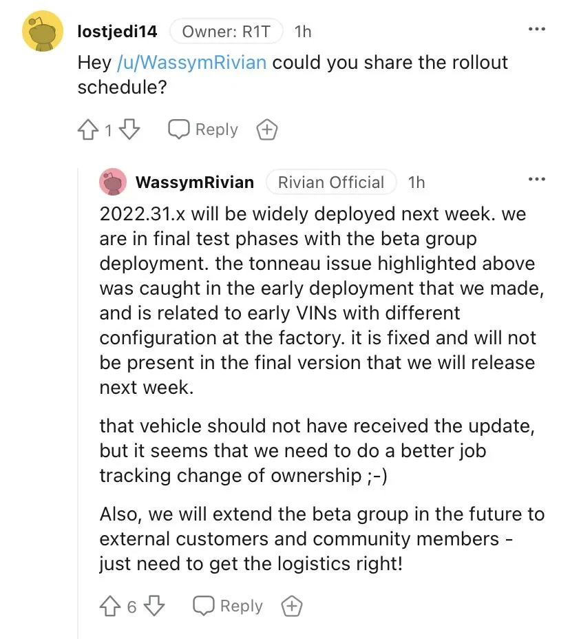 Rivian R1T R1S Software update to 2022.31.0 - tonneau cover not working now F9545D34-AB10-47B0-A0FC-C72EAA87B005