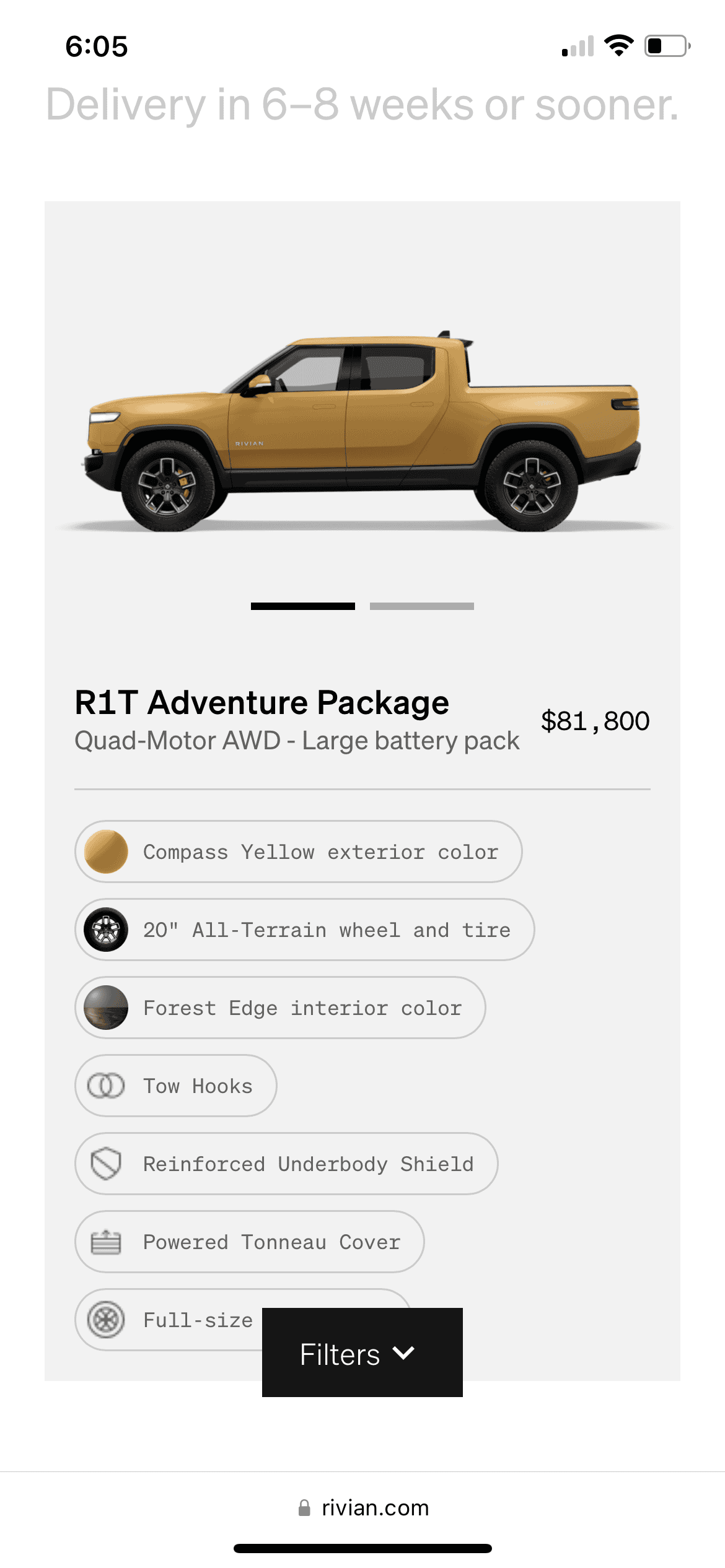 Rivian R1T R1S First look at @ “Introducing the R1 Shop” -- Rivian website to shop for R1T that delivers in 6-8 weeks 4B6F60CB-E7C6-4468-B81C-49DFD6C0A15E