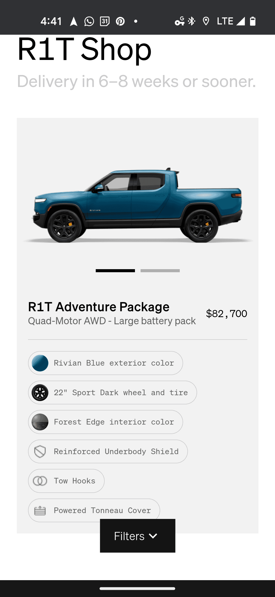 Rivian R1T R1S First look at @ “Introducing the R1 Shop” -- Rivian website to shop for R1T that delivers in 6-8 weeks Screenshot_20220901-164123