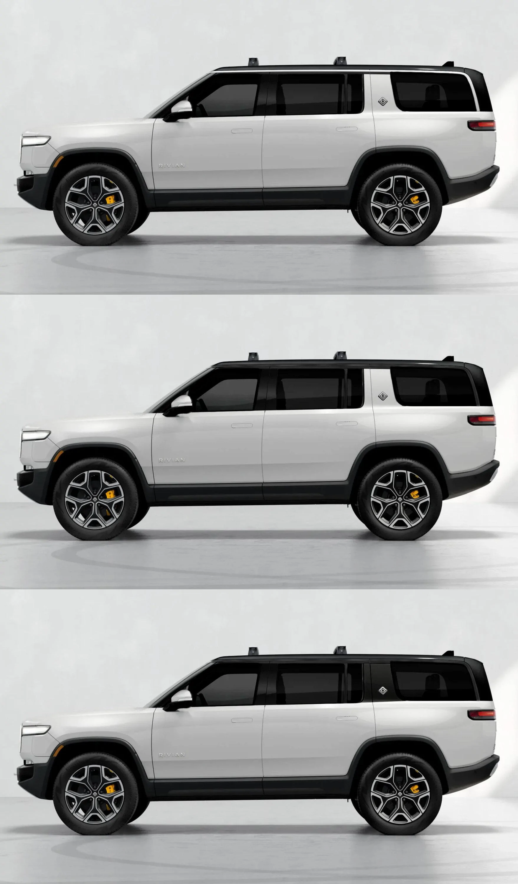 Rivian R1T R1S SEVEN R1S in the Denver Service Center lot - plus an Ocean Coast interior in the wild! r1sblacktint