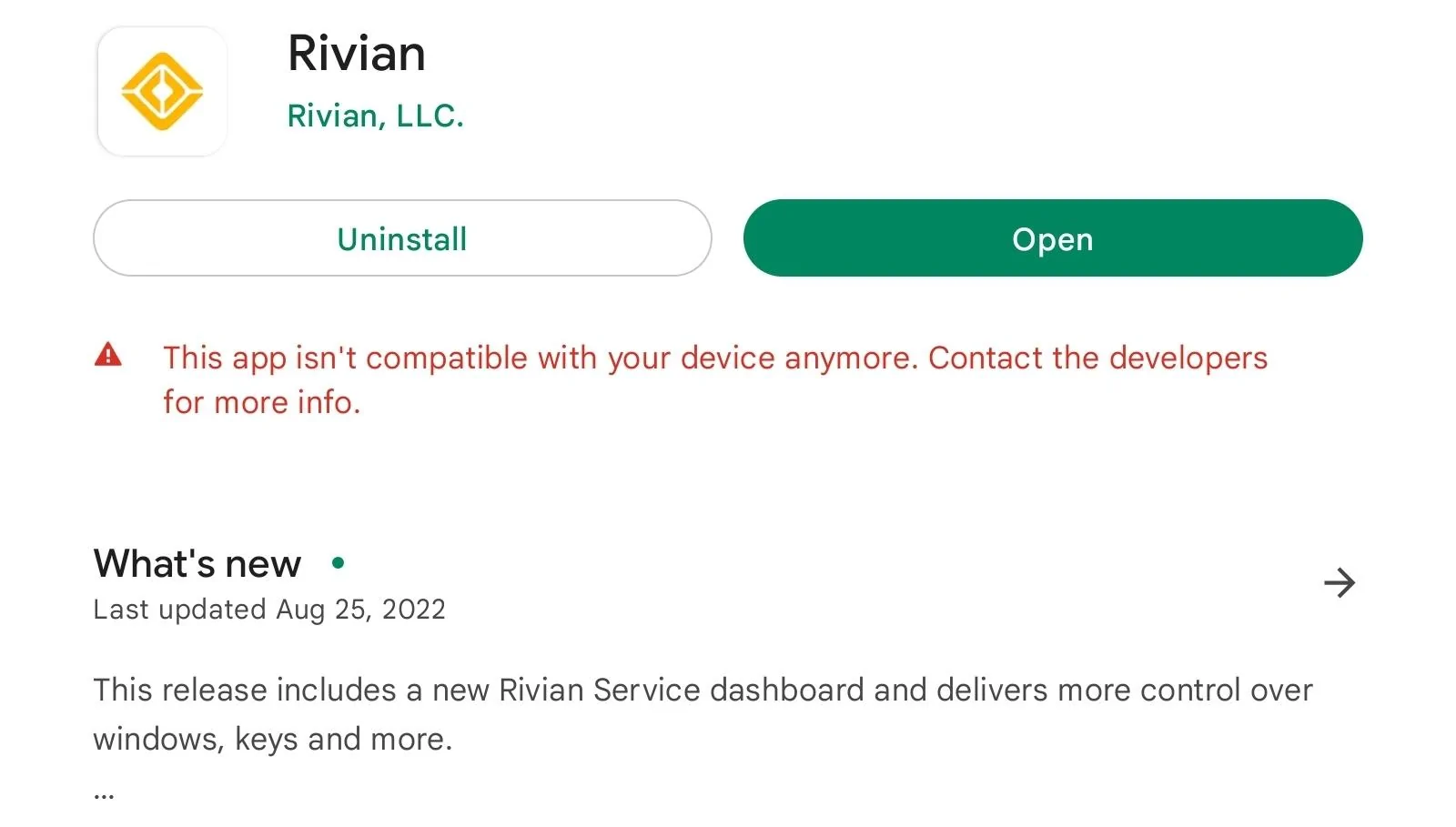 Rivian R1T R1S App 1.6.0 released Screenshot_20220905_104308