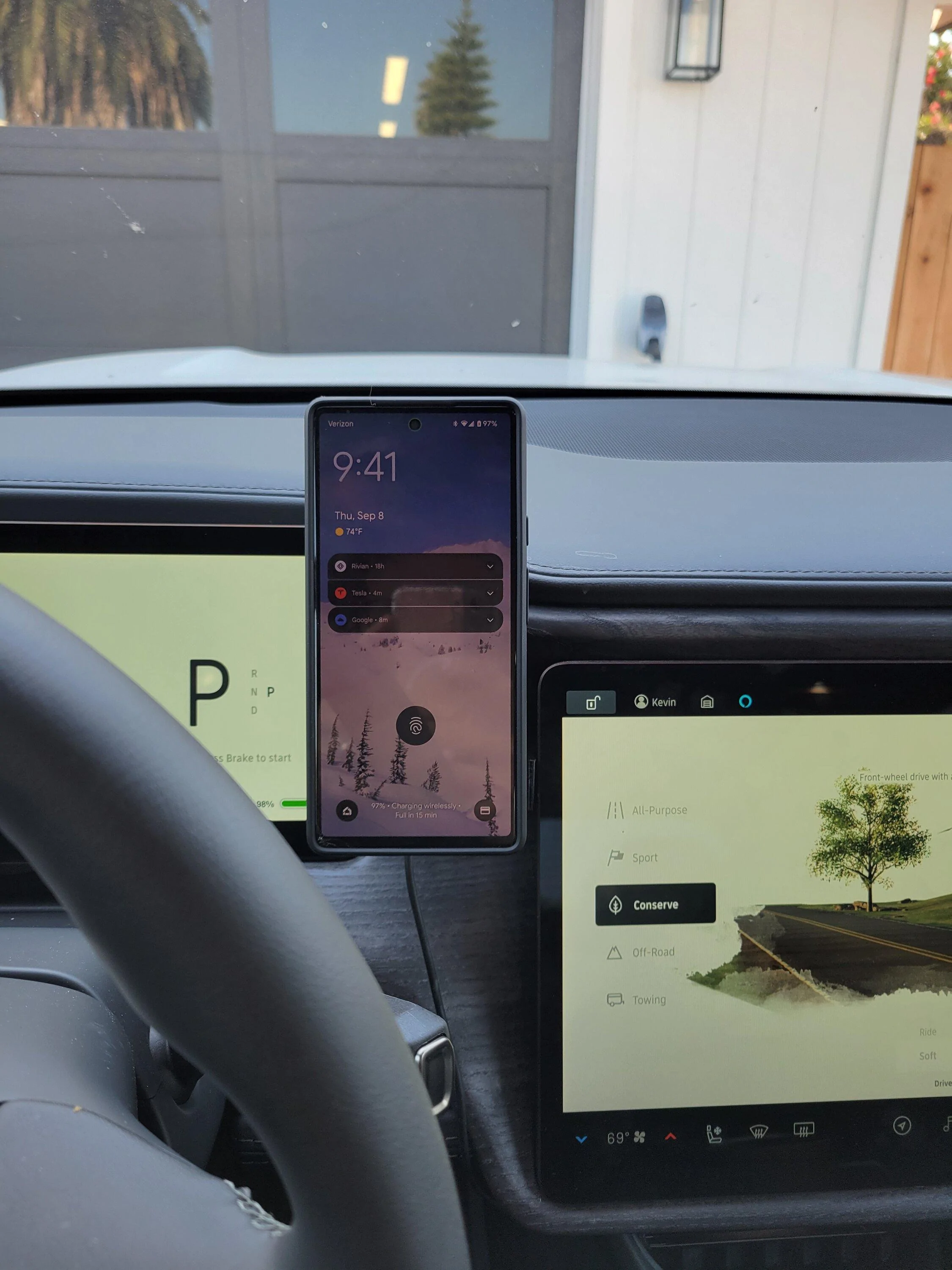 Rivian R1T R1S Mounting a cell phone.  Has anyone done it? 20220908_094105