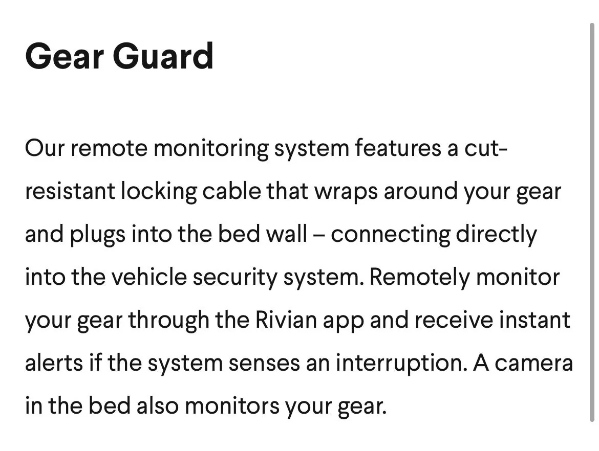 Rivian R1T R1S Will Rivian offer sophisticated Alarm/Security (like T's Sentry) 52269500-9AA2-4CA0-BA0E-AB673E983D59