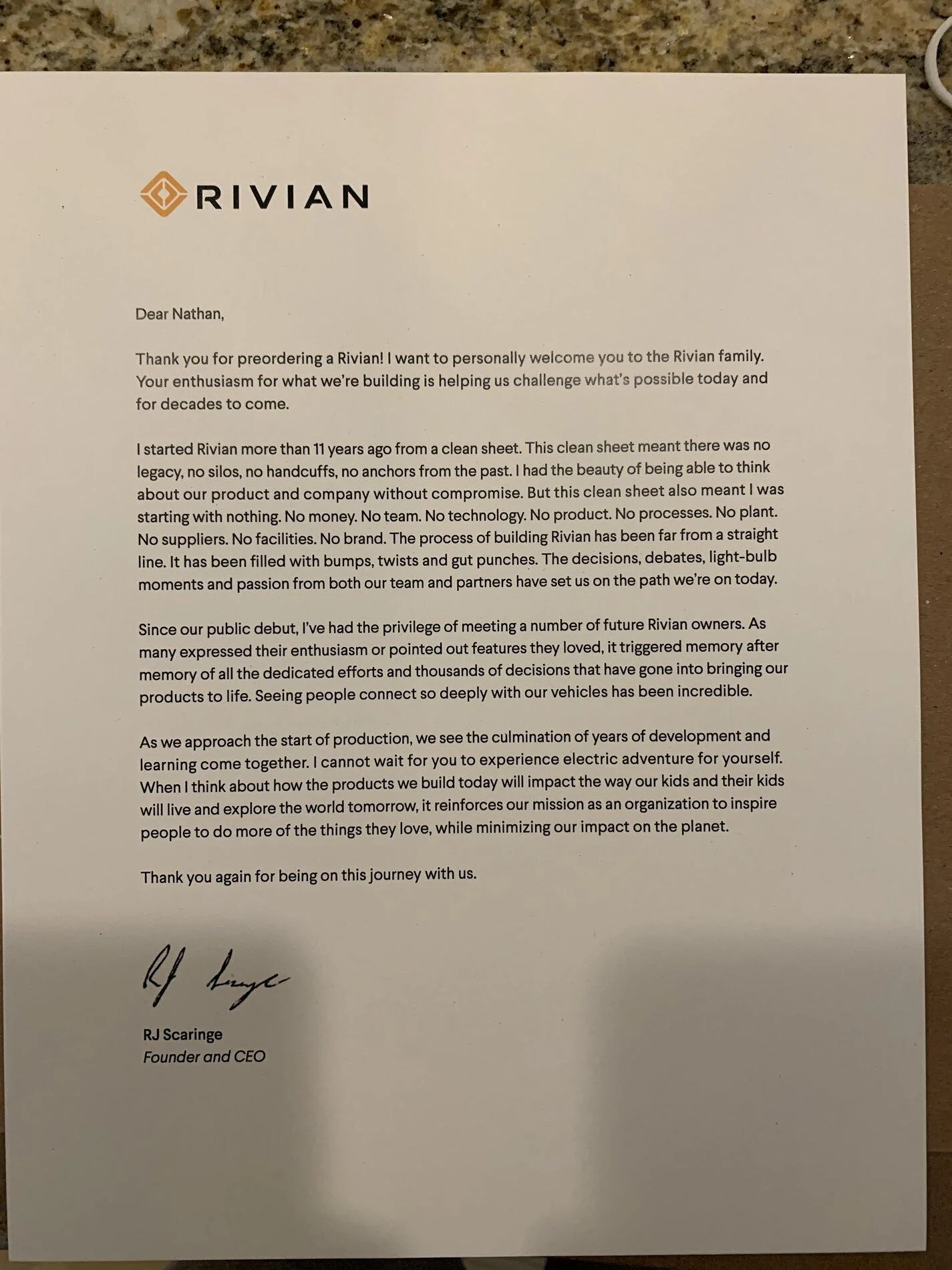 Rivian R1T R1S Present in the mail from RJ 00E1E3F2-643A-493C-8A96-182F66AE39EE