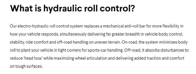 Rivian R1T R1S Hydraulic roll-control & other FAQ tid-bits Hyd roll-control
