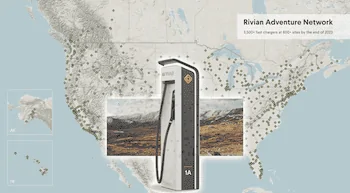 Rivian R1T R1S What Does Ford's Financial Situation Mean for Rivian? Rivian Adventure Network Charging Station Ma