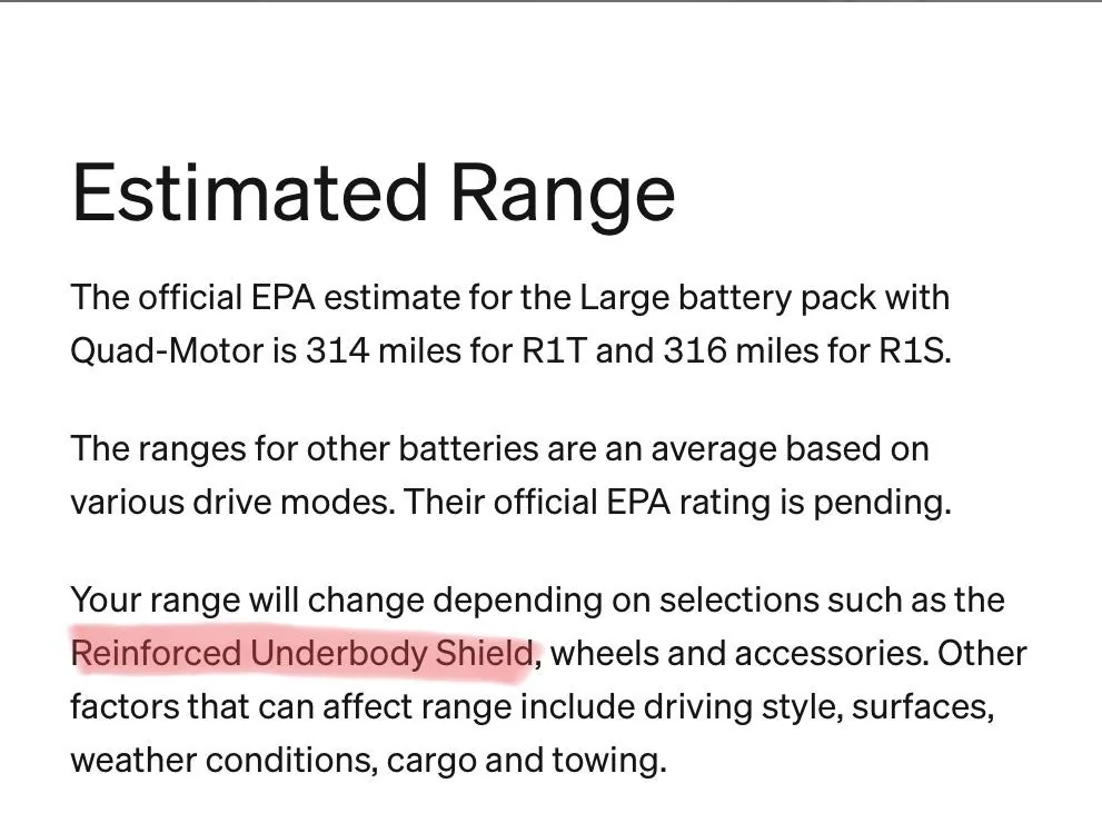 Rivian R1T R1S Does the underbody shield negatively affect range? 277AE3CC-0BF5-4E81-A288-AD3E1727FF9F
