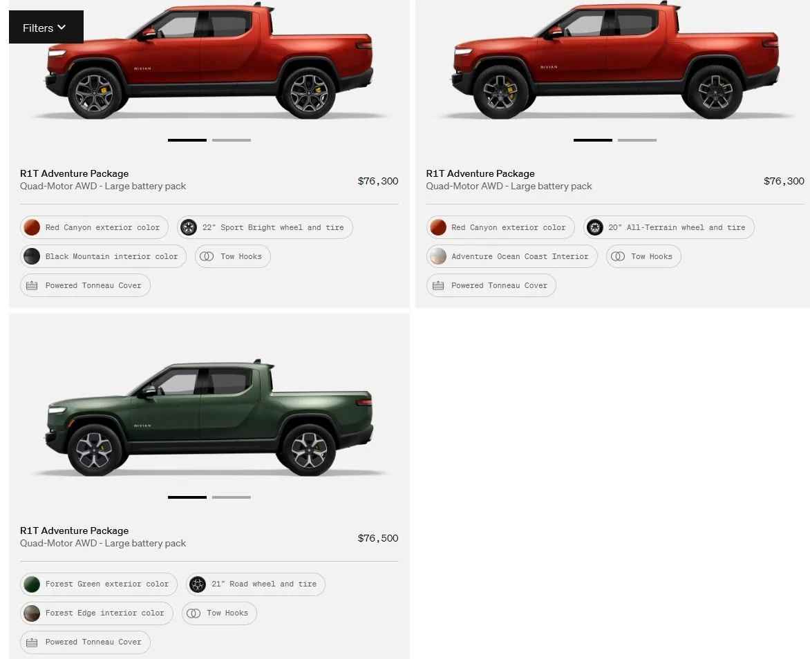Rivian R1T R1S First look at @ “Introducing the R1 Shop” -- Rivian website to shop for R1T that delivers in 6-8 weeks captur