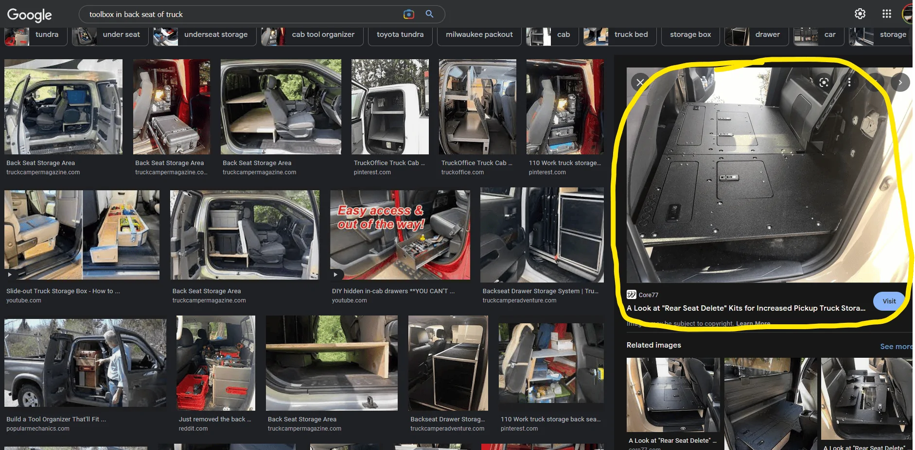 Rivian R1T R1S Fridge in back seat Toolbox ideas screenshot 2