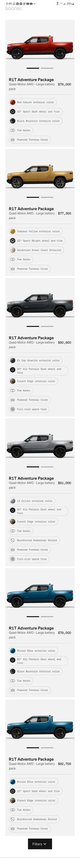 Rivian R1T R1S First look at @ “Introducing the R1 Shop” -- Rivian website to shop for R1T that delivers in 6-8 weeks Screenshot_20220913-174921_Chrom