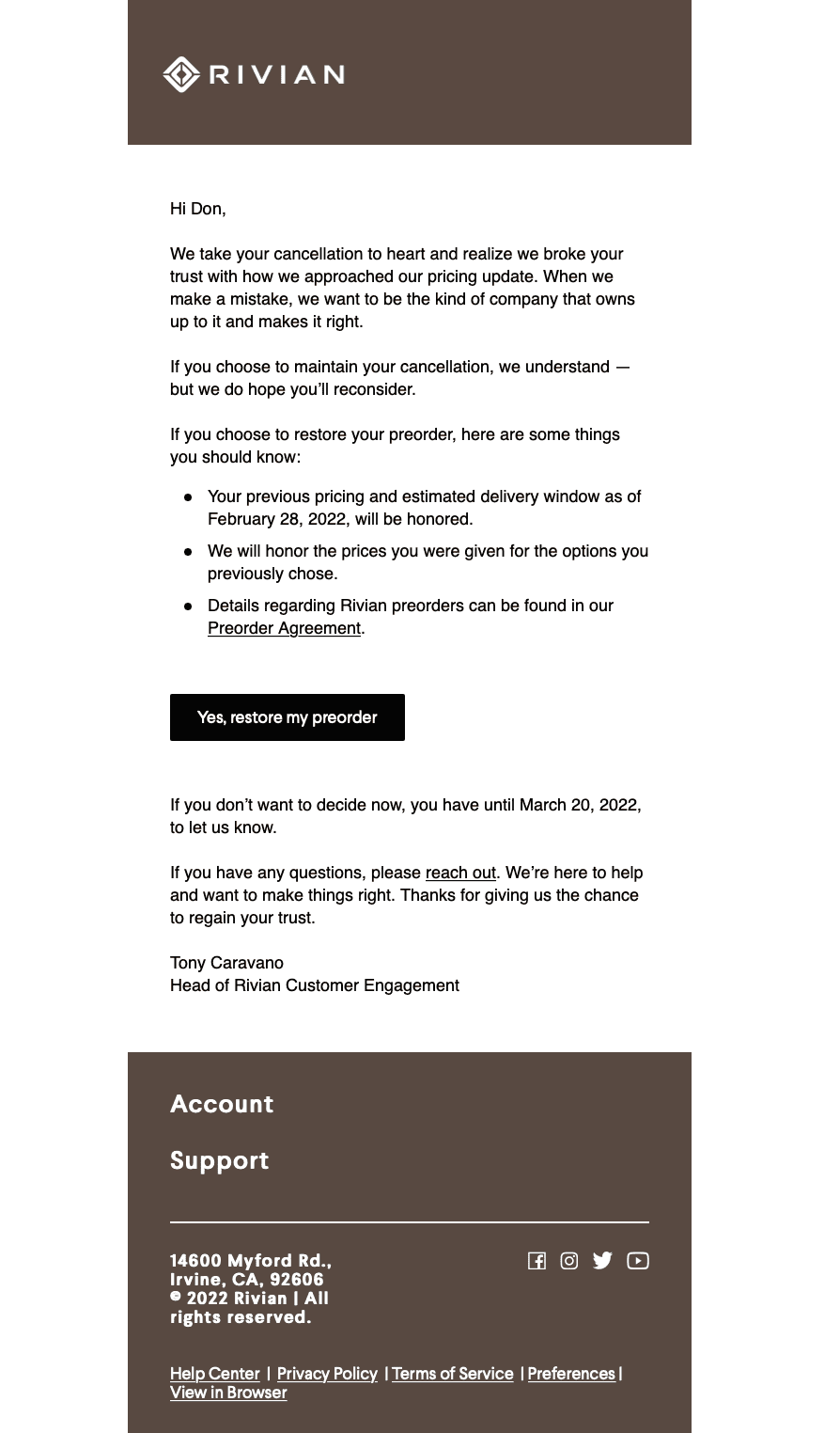 Rivian R1T R1S Rivian refuses to reinstate my preorder... Screen Shot 2022-09-13 at 9.23.29 PM