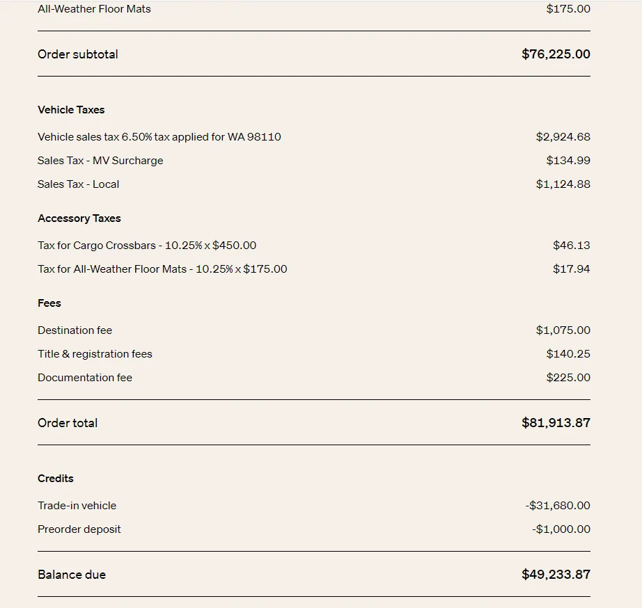Rivian R1T R1S WA state / Seattle area owners: 11.8% sales tax look right? 1663363282253