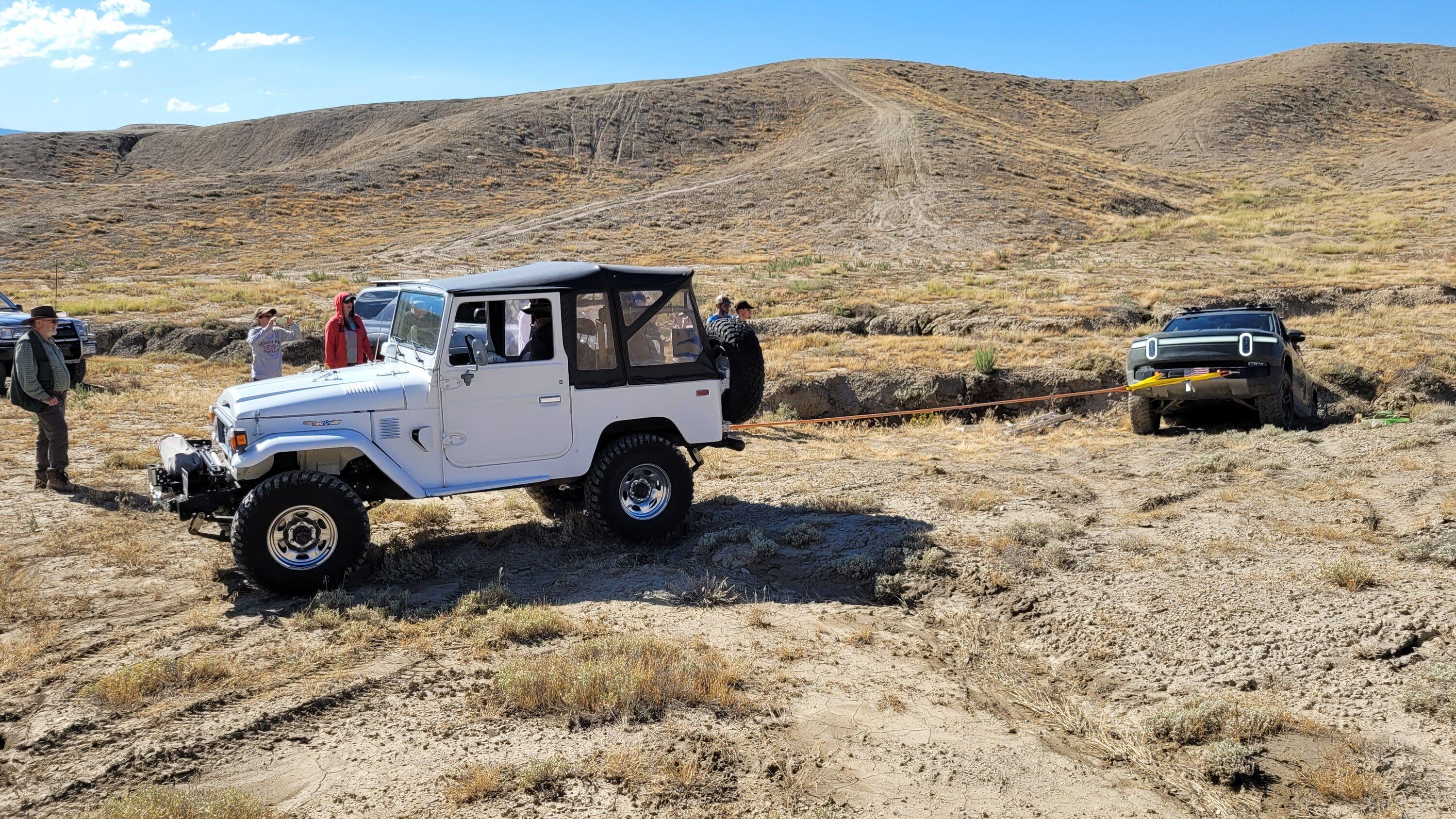 Rivian R1T R1S Purposely getting a Rivian stuck at vehicle recovery training class 20220917_155248