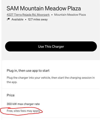 Rivian R1T R1S Warning about EVgo charging in the Rivian app (it's not free as it says) 1663708053791