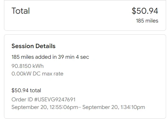 Rivian R1T R1S Warning about EVgo charging in the Rivian app (it's not free as it says) 1663709212932