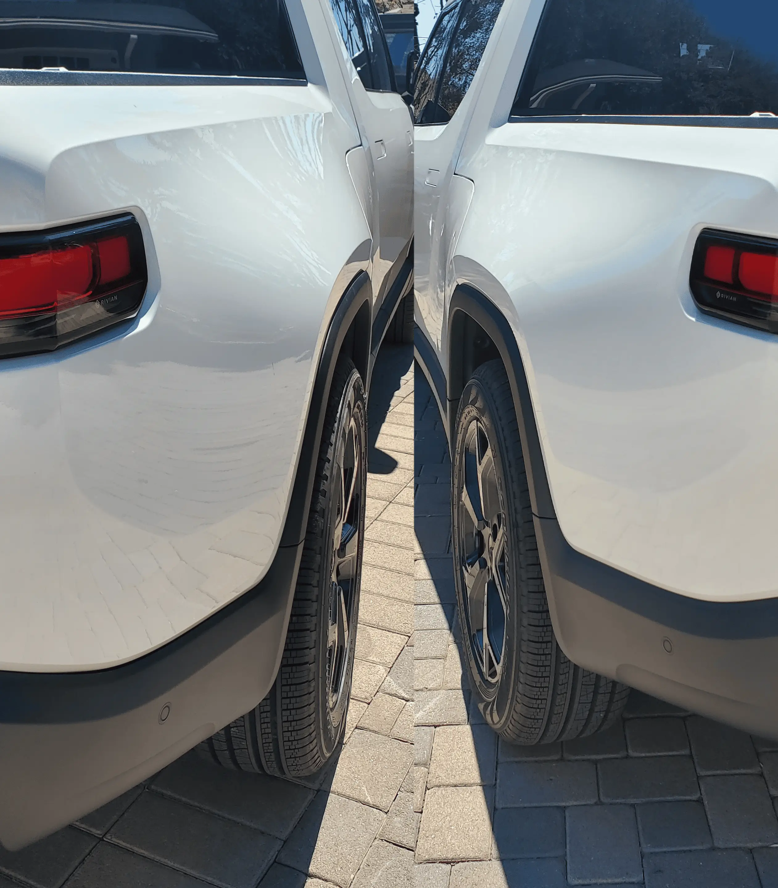 Rivian R1T R1S Right rear tire sticks out more than left rear?? 1664279255311
