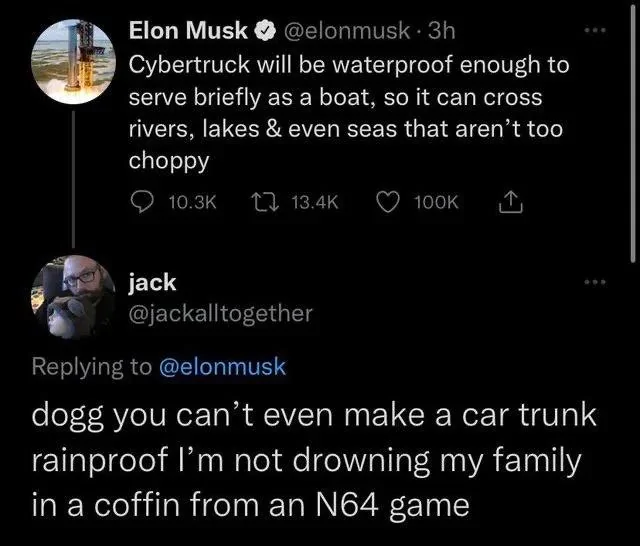 Rivian R1T R1S Musk: Tesla Cybertruck will be waterproof and can serve as a boat, so it can cross rivers, lakes & calm seas signal-2022-09-30-07-15-58-844