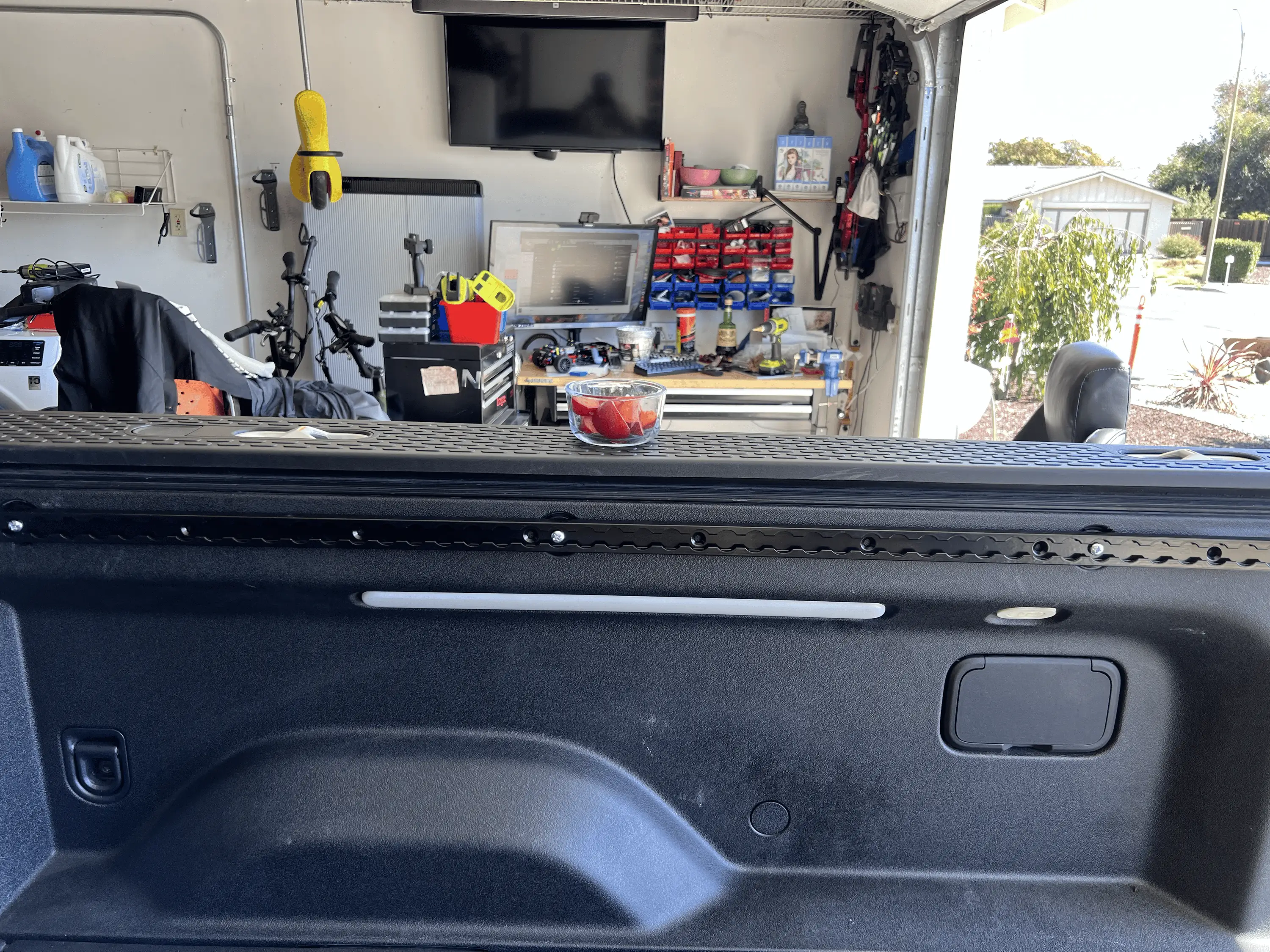 Rivian R1T R1S Installed S Track Tie Down Rails to Rivian R1T Bed tempImageoVgeNU