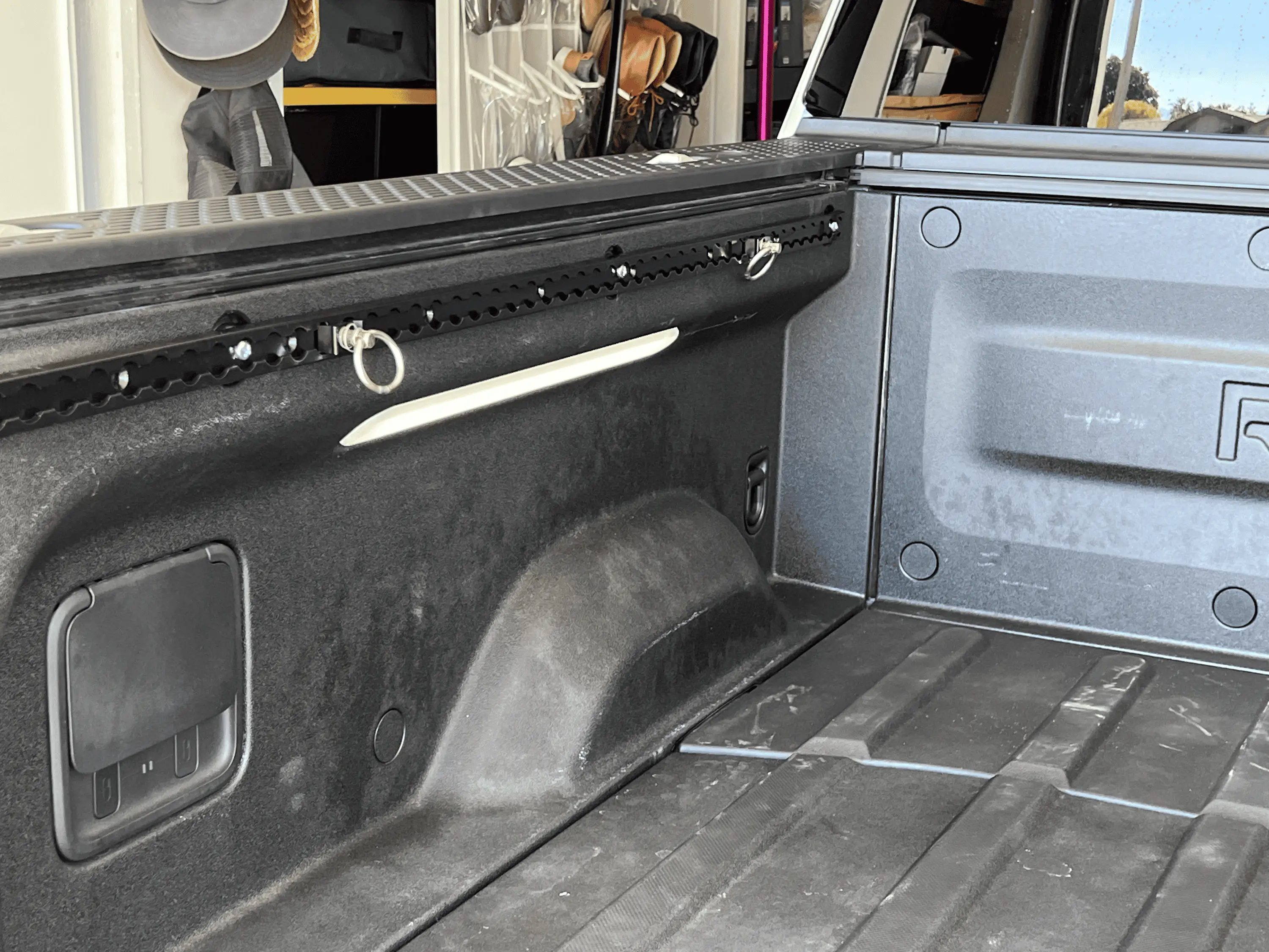 Rivian R1T R1S Installed S Track Tie Down Rails to Rivian R1T Bed tempImageE0JnbG