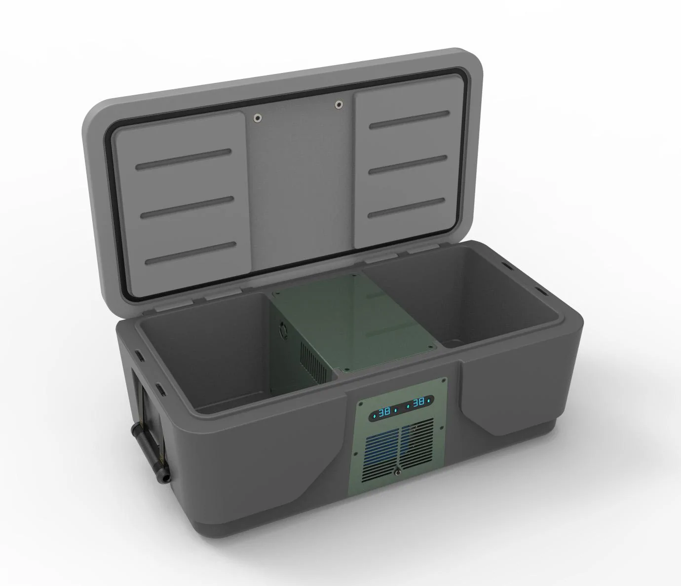 Rivian R1T R1S Powered 40 qt Frunk Cooler and 12 gal Water Tank w/ washdown sprayer concept (by @BoxGods) cool-24