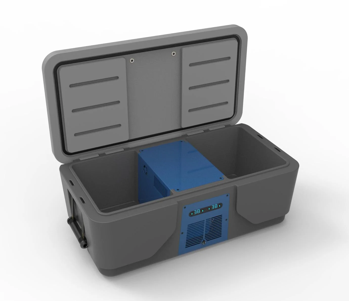 Rivian R1T R1S Powered 40 qt Frunk Cooler and 12 gal Water Tank w/ washdown sprayer concept (by @BoxGods) cool-22