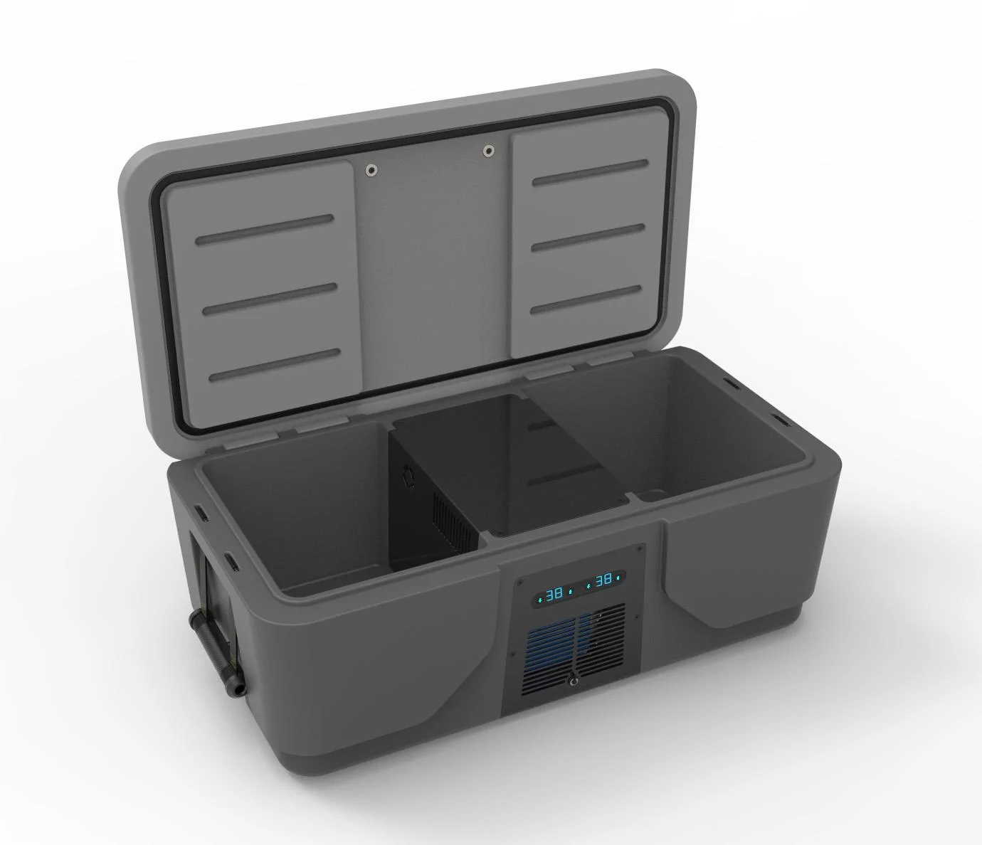 Rivian R1T R1S Powered 40 qt Frunk Cooler and 12 gal Water Tank w/ washdown sprayer concept (by @BoxGods) cool-25