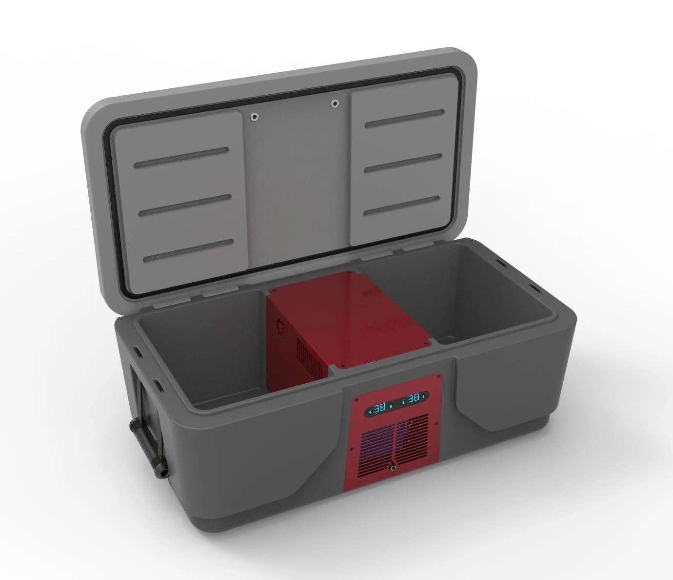 Rivian R1T R1S Powered 40 qt Frunk Cooler and 12 gal Water Tank w/ washdown sprayer concept (by @BoxGods) cool-27