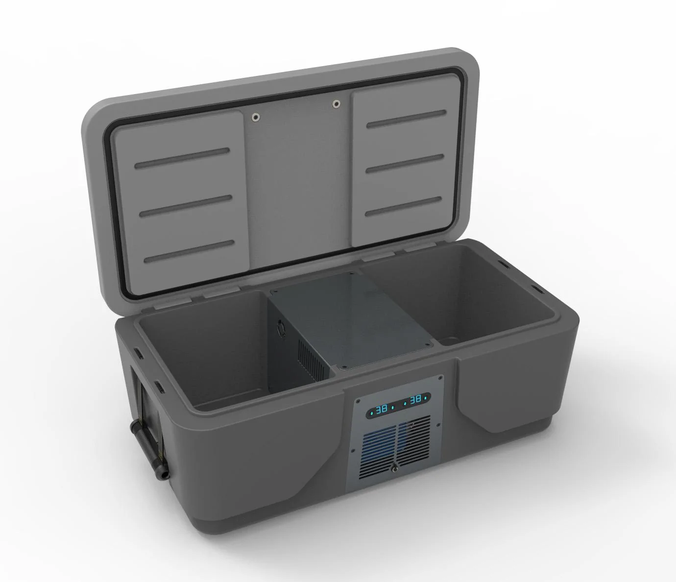 Rivian R1T R1S Powered 40 qt Frunk Cooler and 12 gal Water Tank w/ washdown sprayer concept (by @BoxGods) cool-28