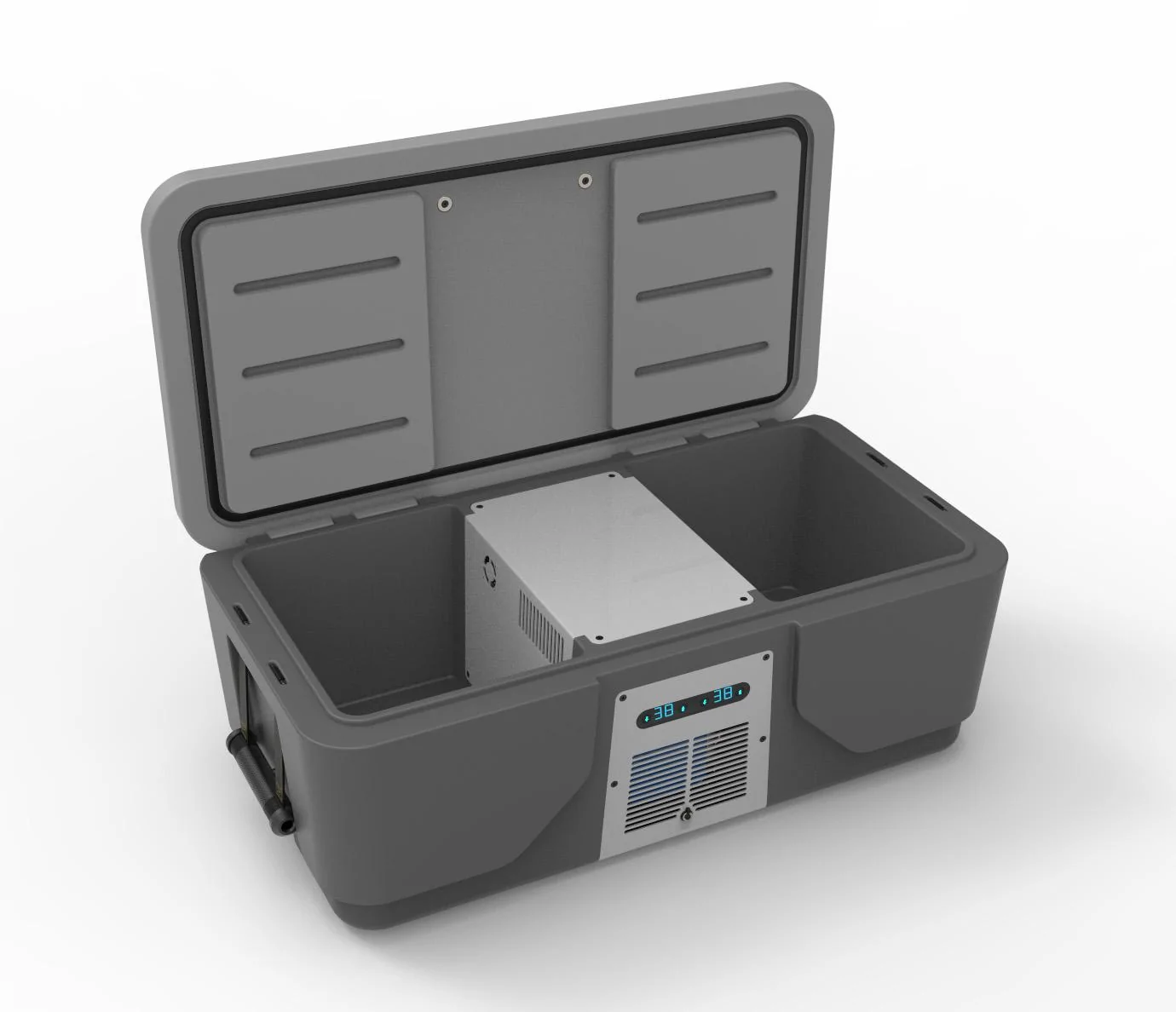 Rivian R1T R1S Powered 40 qt Frunk Cooler and 12 gal Water Tank w/ washdown sprayer concept (by @BoxGods) cool-30