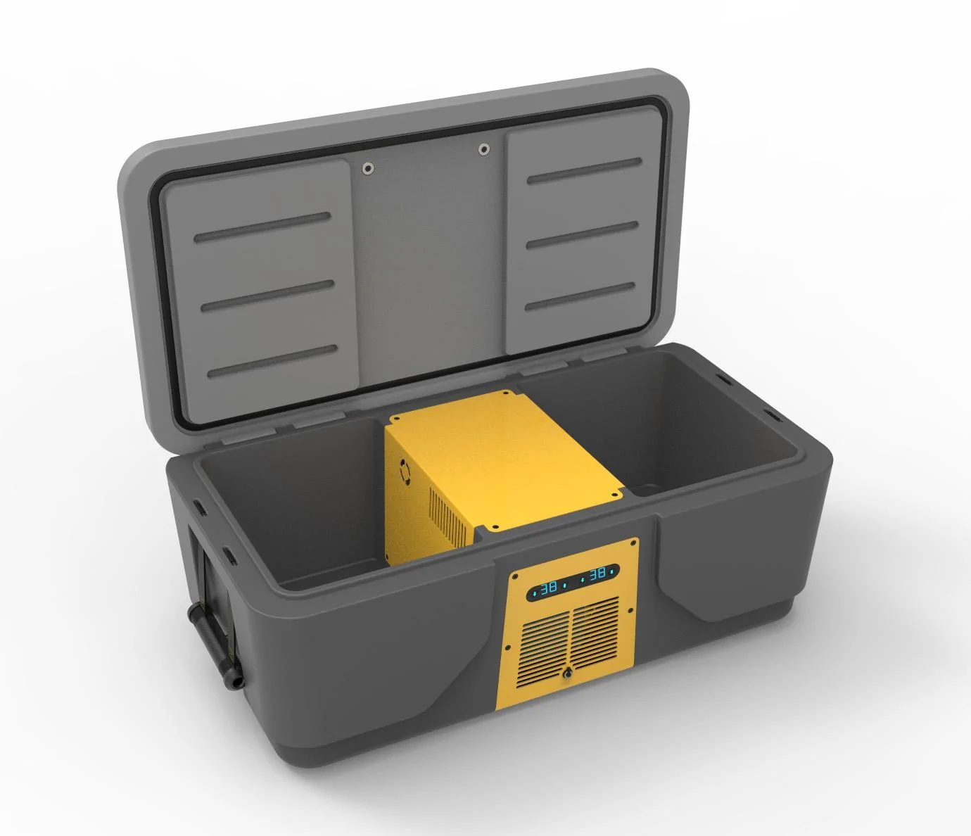 Rivian R1T R1S Powered 40 qt Frunk Cooler and 12 gal Water Tank w/ washdown sprayer concept (by @BoxGods) cool-21