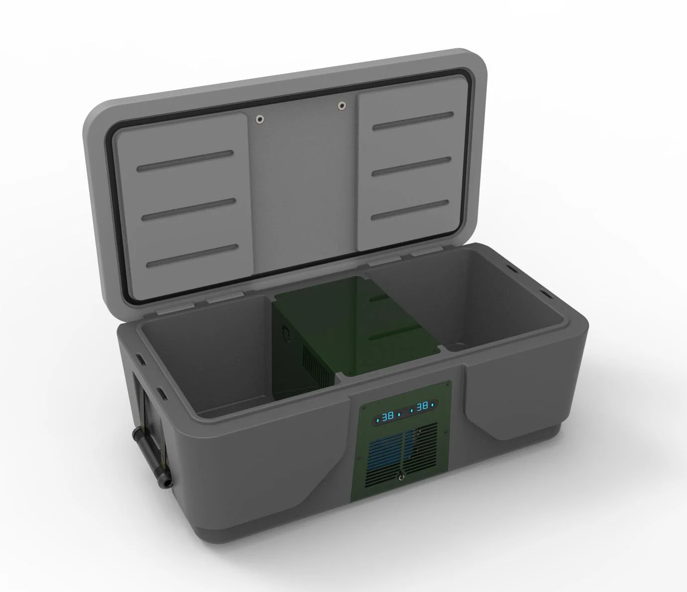 Rivian R1T R1S Powered 40 qt Frunk Cooler and 12 gal Water Tank w/ washdown sprayer concept (by @BoxGods) cool-31