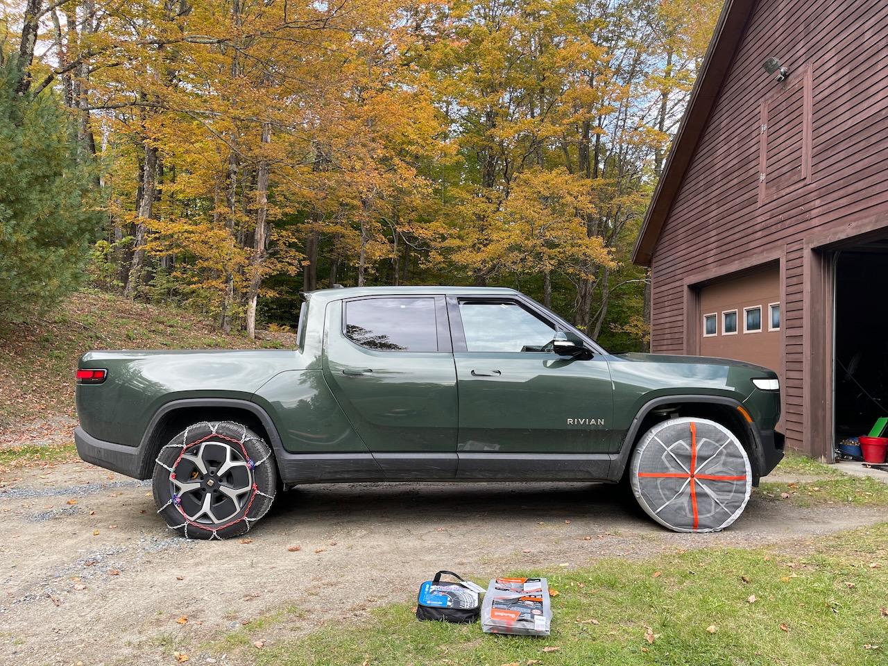 Rivian R1T R1S Snow Tires for the 21s (and chains and socks) IMG_5419